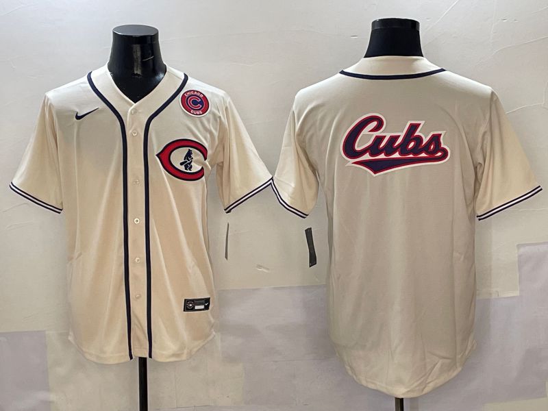Men Chicago Cubs Blank Cream Throwback 2025 Nike MLB Jersey style 7->chicago cubs->MLB Jersey
